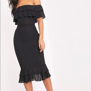 New Frill Chiffon Midi Dress